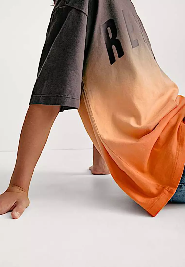 Pure Cotton Ombre Refresh Slogan T-Shirt