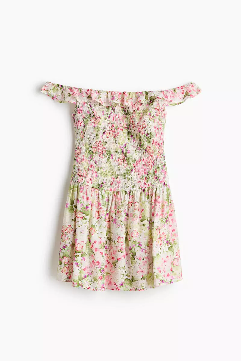 Smocked off-the-shoulder dress