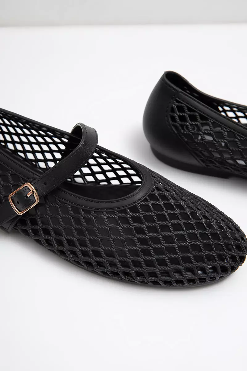Sofia Mashea Mesh Mary Jane Jelly Black