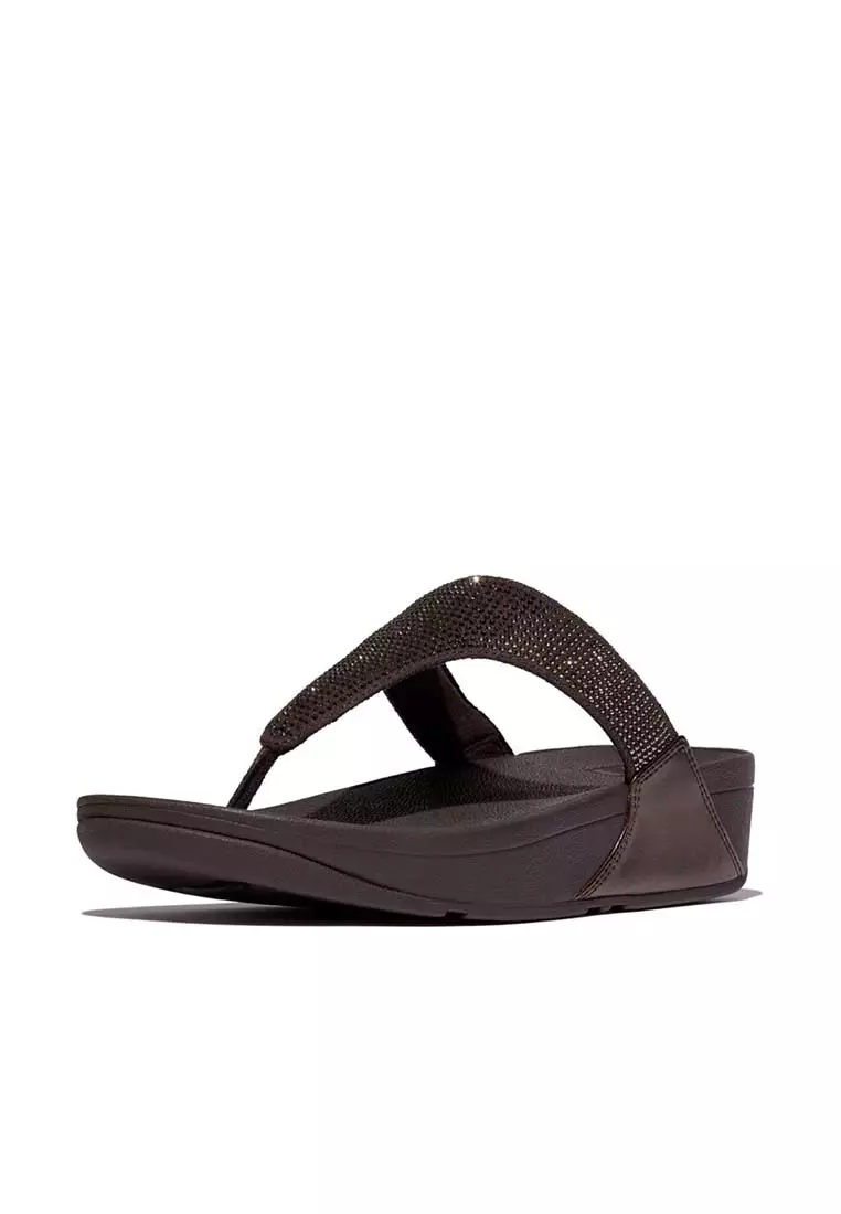 FitFlop LULU Crystal Embellished Toe-Post Sandals - Metallic Chocolate Brown (EC5-C89)