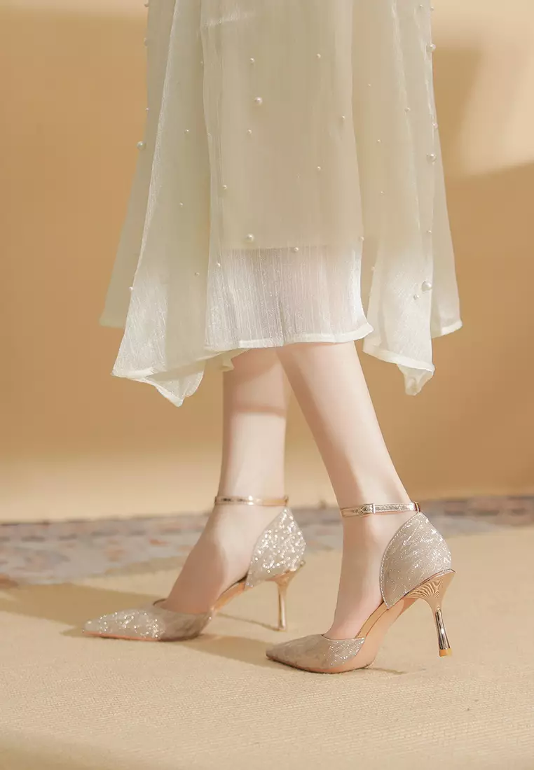 8CM Pointed Ankle Strap High Heel IF82317