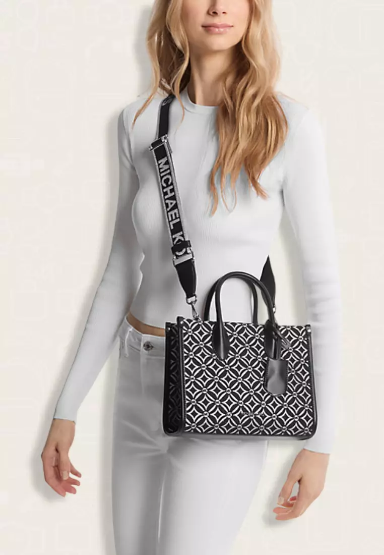 Michael Kors Mirella Small Metallic Logo Jacquard Crossbody Bag Black Multi