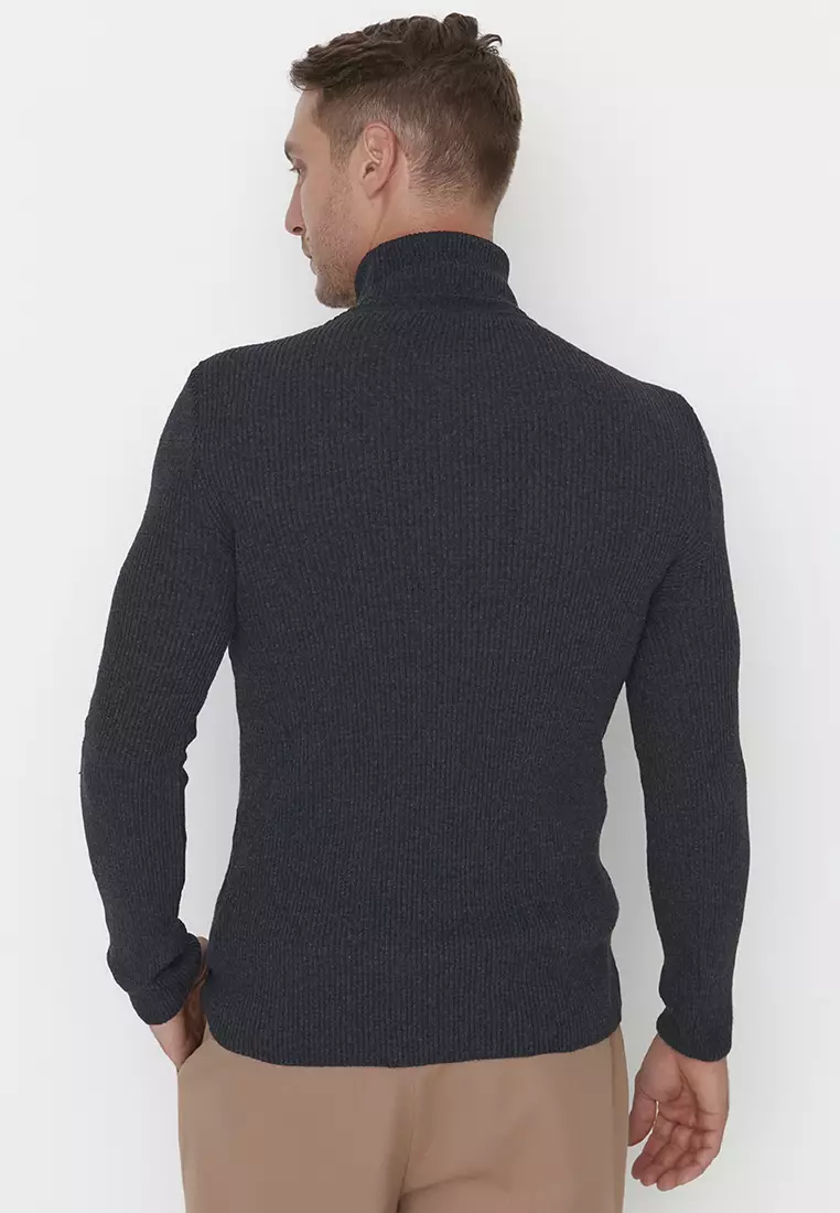 Slim Fit Turtleneck Corduroy Knit Sweater