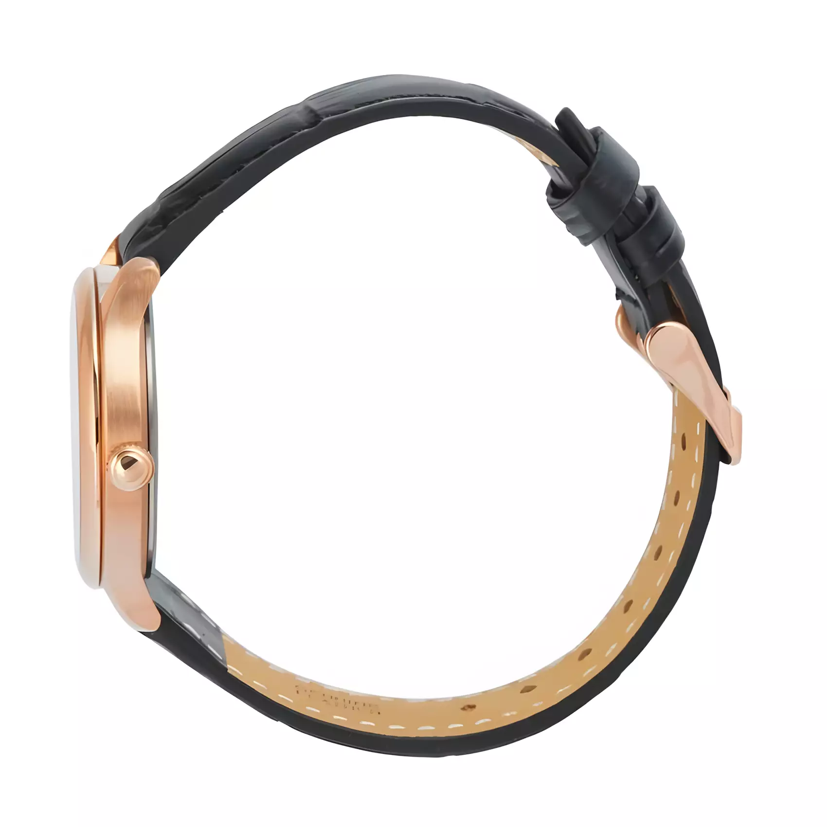 Alexandre Christie Primo Steel - Jam Tangan Analog Wanita - Rose Gold Case - Black Leather Strap - 1042 LDLRGLN