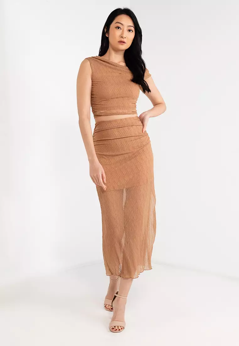 Knitted Off-Shoulder Top & Bottom Set