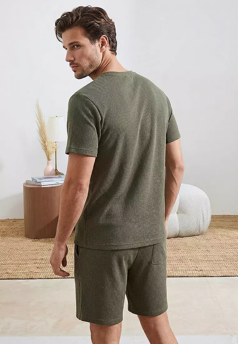 Khaki Regular Cut 3-Pack Textured Tracksuit Set Tmnss26Em00002