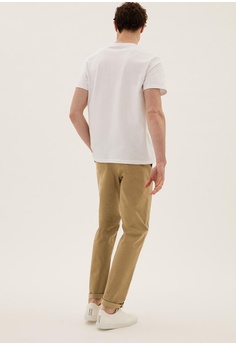 Mens Regular Fit Cotton Stretch Chinos Marks & Spencer Men Clothing Pants Chinos 