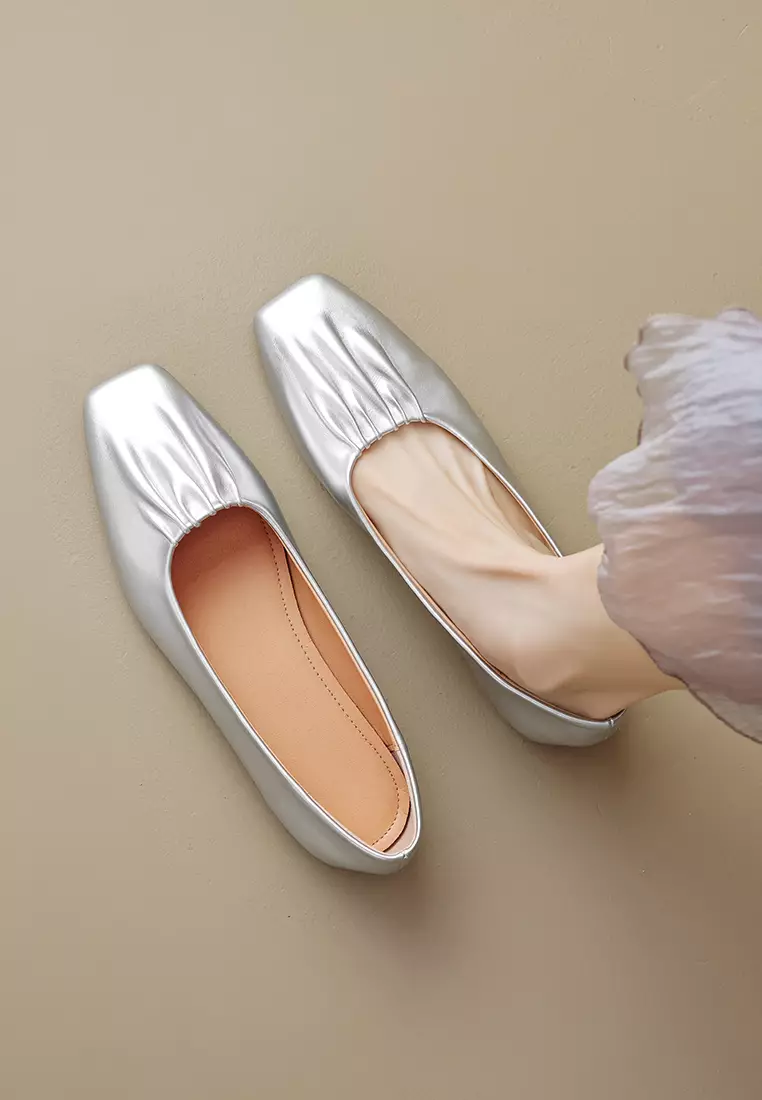 Square Toe Microfiber Leather Flat Shoes WW888-1