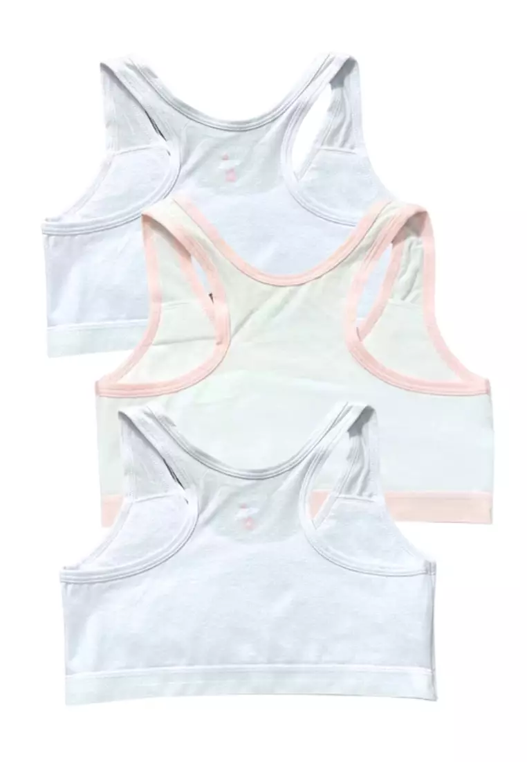 3-in-1 Pack Soft Pads Baby Bra with Elastic Garter Underwear for Girls