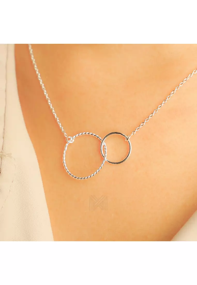 Minimal Double Karma Silver Necklace with 925 Sterling Silver