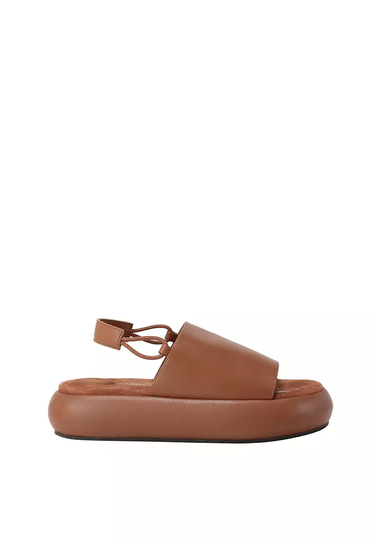 Marlon leather and store logo flatform sandal