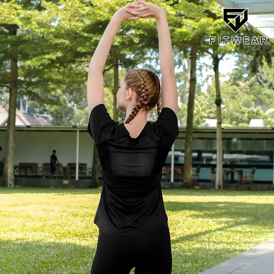 Fitwear - Kaos Olahraga Wanita GRITTE OVERSIZE DRYFIT BACK MESH - BLACK