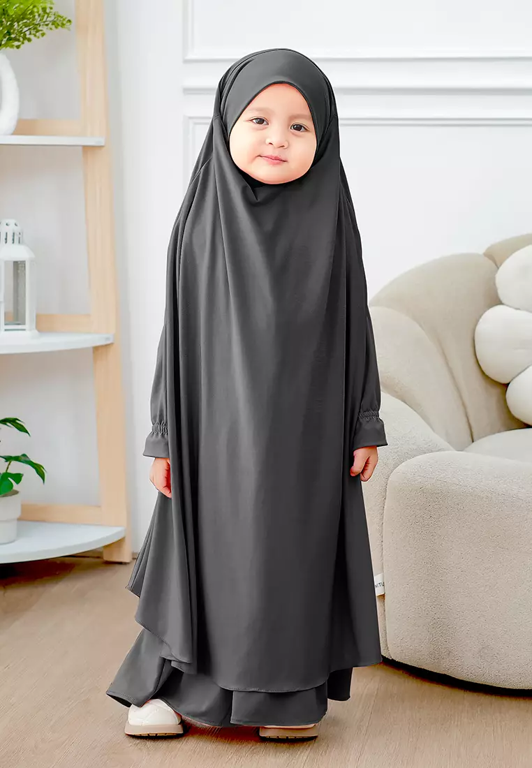 Alyafa Khimar One set Syari | Set Dress Gamis Syari Cadar - Anak - L