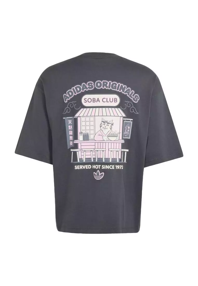 【D31631】THE VIBES Buy ADIDAS Lifestyle SOBA CAT GRAPHIC OVERSIZED TEE Men Grey