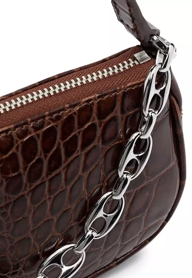 Buy By Far By Far Mini Rachel Croco Embossed Leather Crossbody Bag