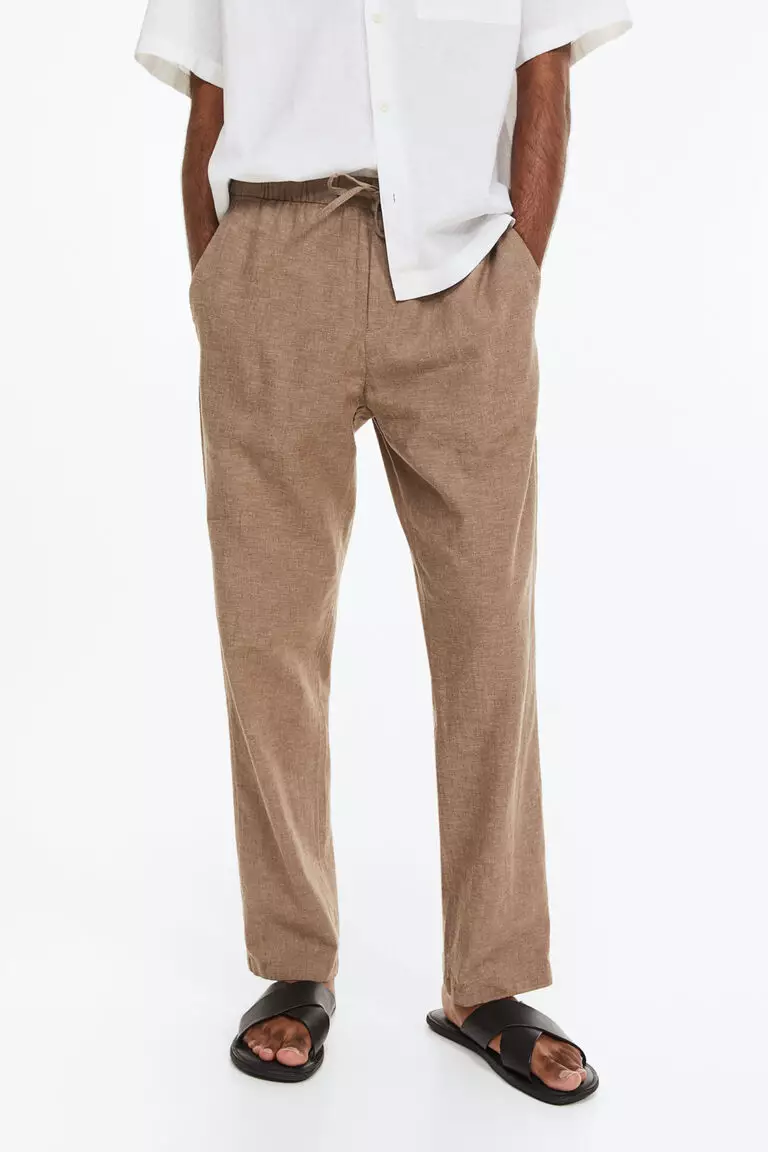EQ Wave Linen Reg Trousers Smt