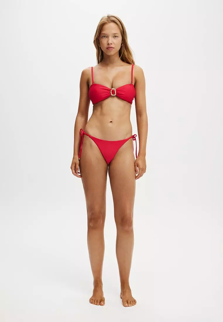 無肩帶褶皺平口比堅尼上衣