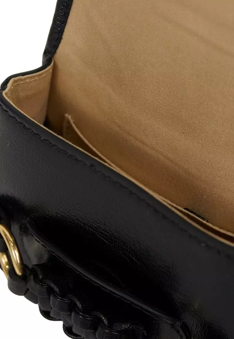 MicSaddie In Goatskin Crossbody Bag in Black