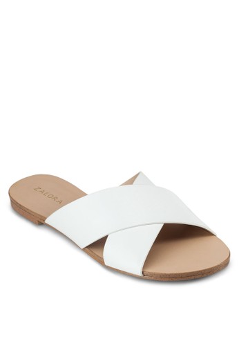 交叉寬帶拖鞋涼zalora 內衣鞋, 女鞋, 涼鞋