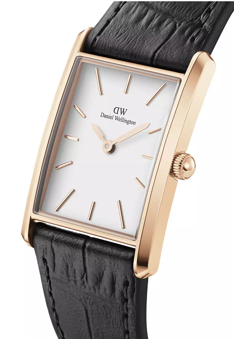 Bound 35x24mm Black Crocodile - Rose Gold - WhiteDial - Fashion Watch for men - Croc Leather Strap WatchDial - Fashion Watch - DW Official - Authentic Jam Tangan lelaki