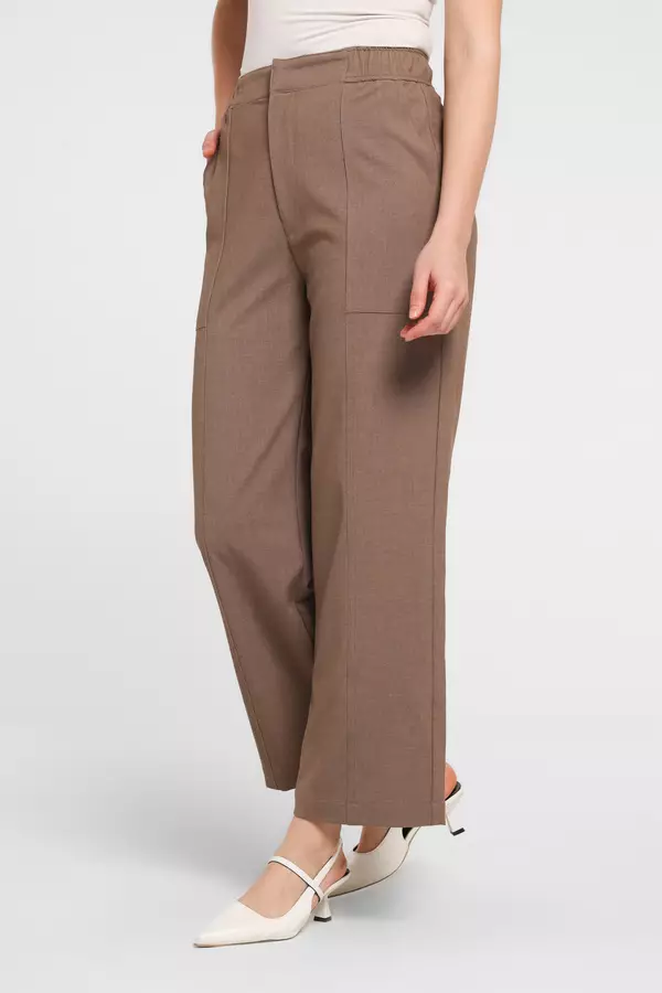 MINIMAL - Lorda - Celana Panjang Lurus Motif Garis - Grey Dark Warna Grey_Dark