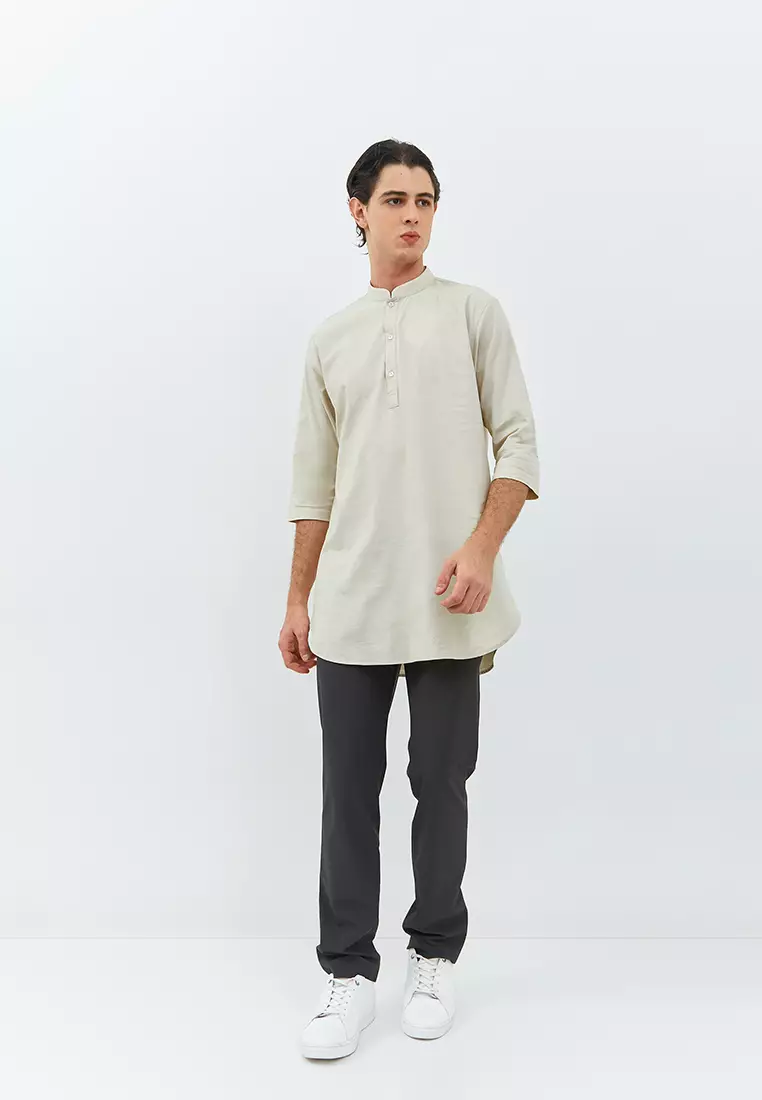 Jobb Arkhan Baju Koko Pria Kurta Lengan Pendek Regular Fit Khaki
