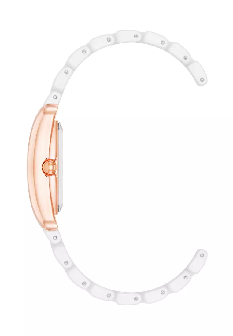 Anne Klein  AK5022RGWT0000 Rose Gold Rectangle Watch with White Mother of Pearl Dial