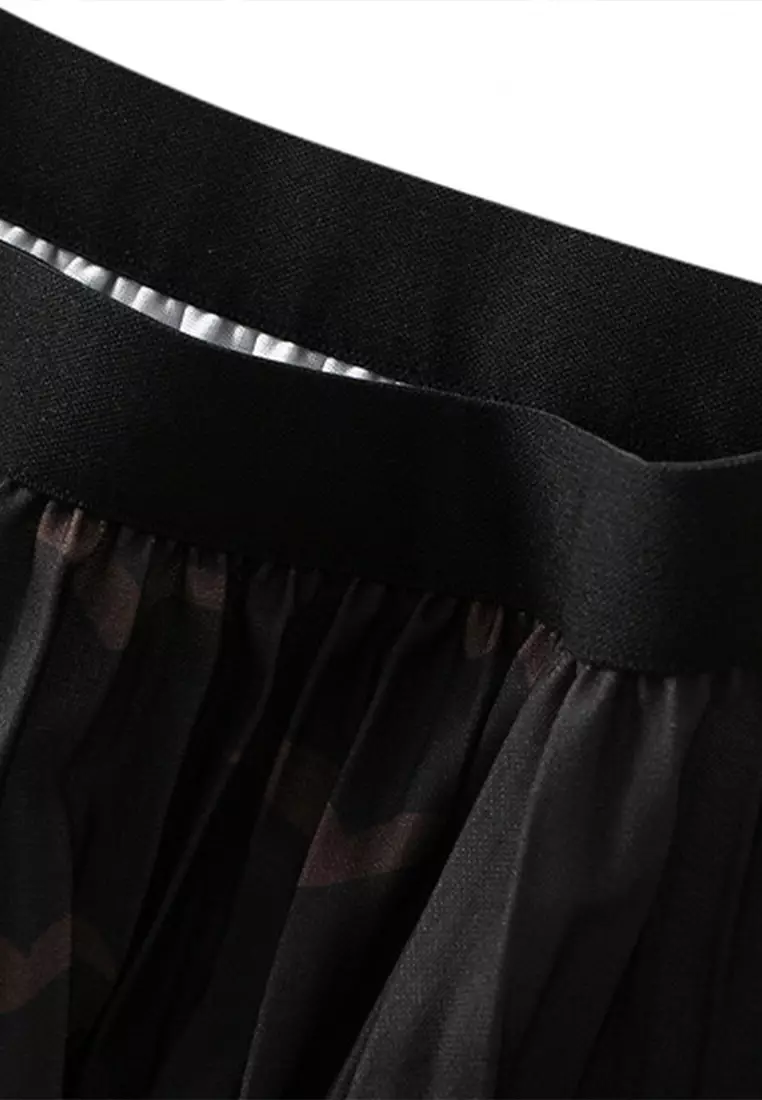 Abstract Print Pleated Skirt AF2125