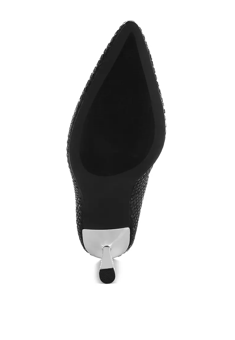 Rhinestones Embellished Pumps in Black