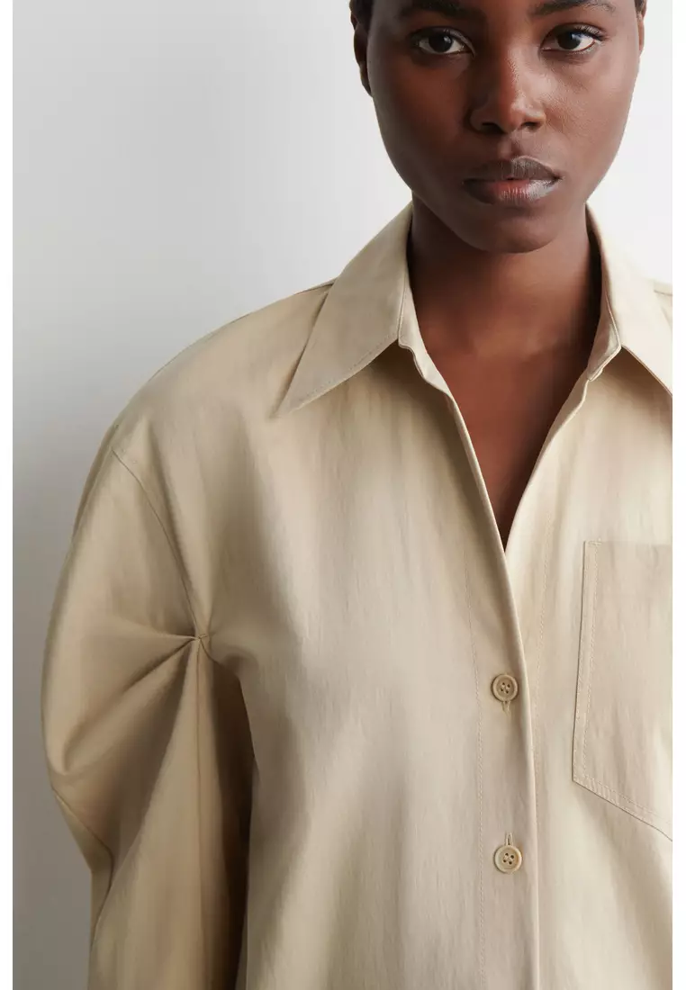 CURVED-SLEEVE COTTON SHIRT
