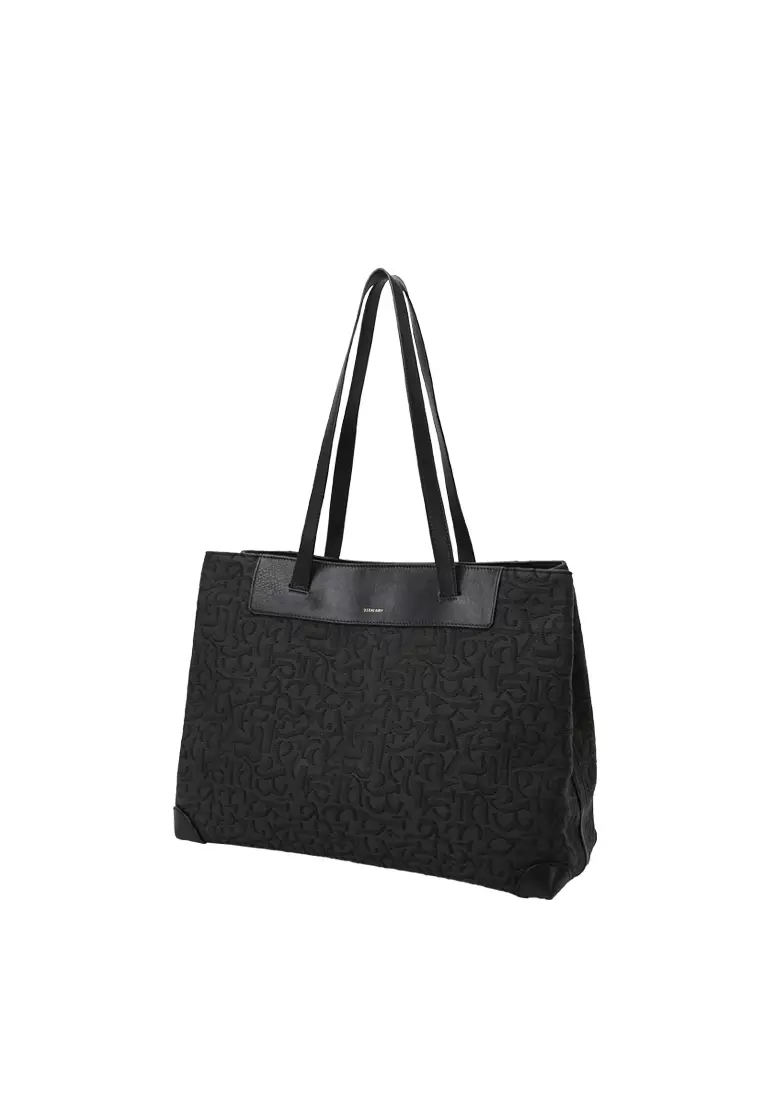 Soft-Structured Trapezoidal Canvas Tote Bag - Black