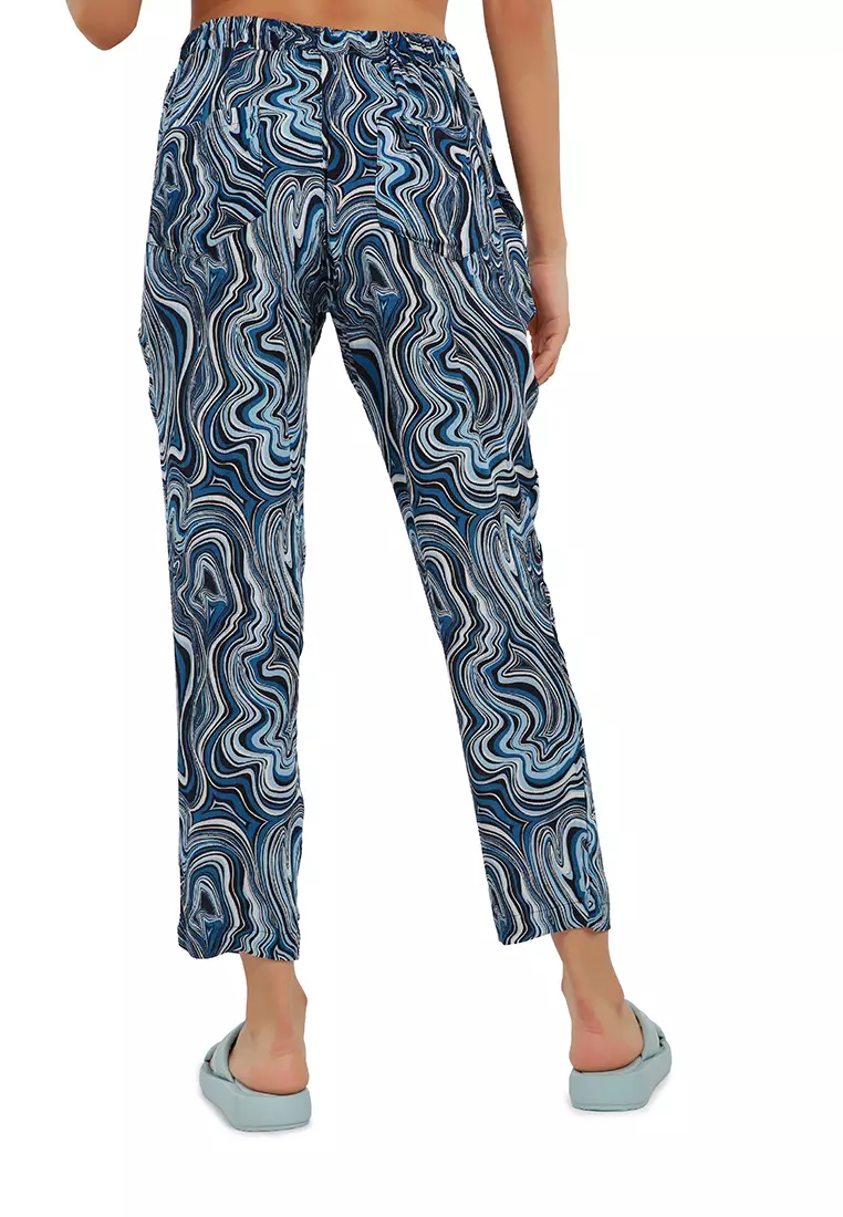 London Rag Blue Abstract Print High Waist Trousers 2024 | Buy London ...