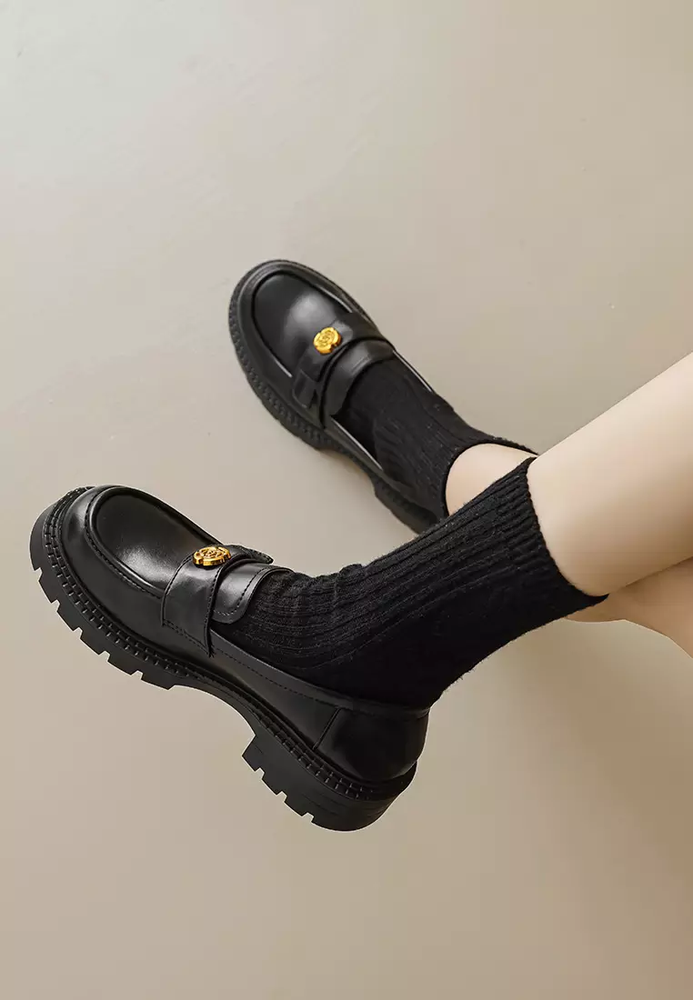 4CM PU Strap Microfiber Leather Loafers WW538-5