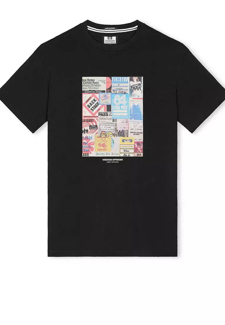 MENS BLACK PASSES GRAPHIC TEE