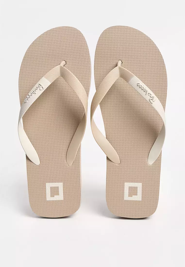 Men's Two-Toned Flip Flops with Printed Branding