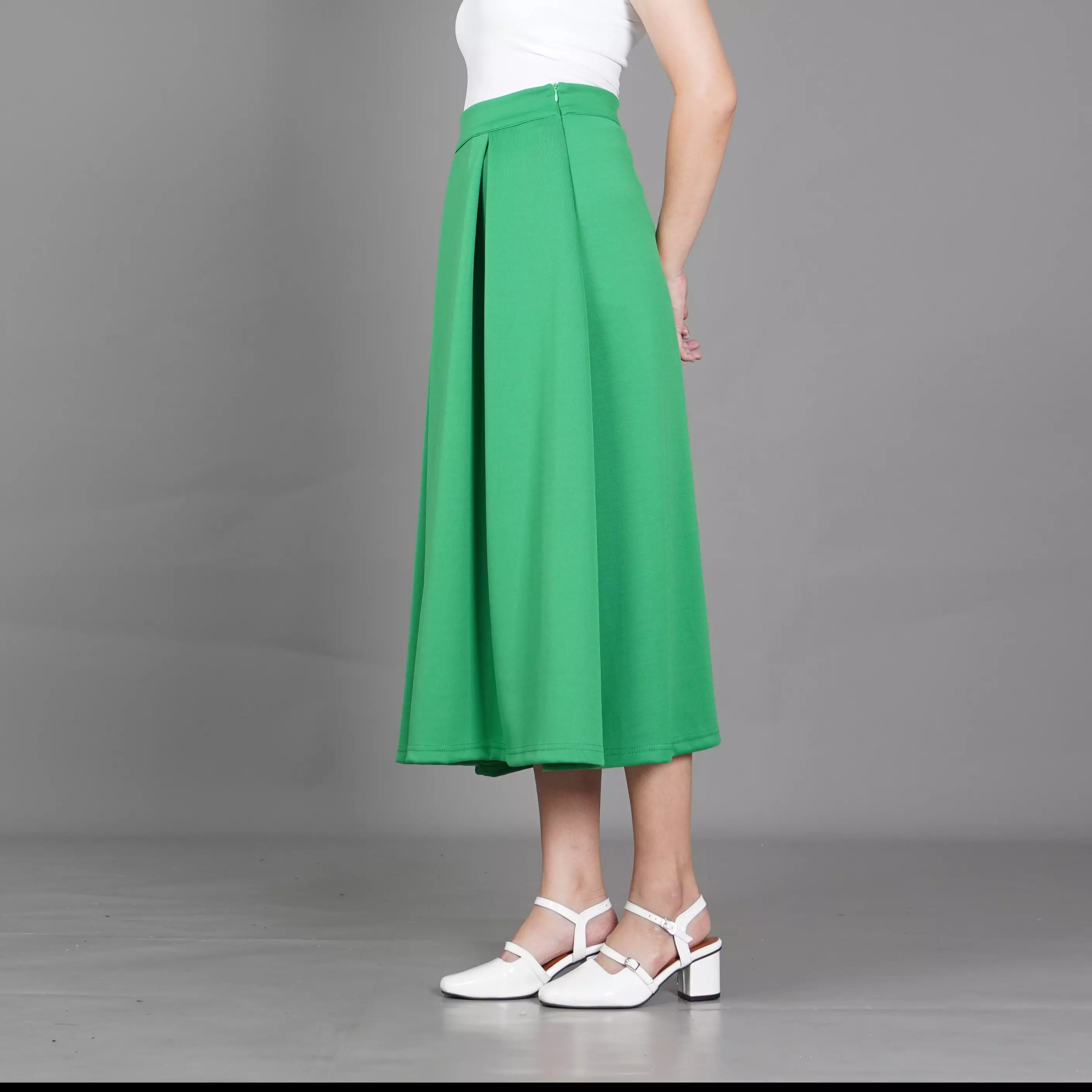  REBECA Rok Gaya Korea Flare Skirt Rok Hijau Natal - HIJAU MUDA
