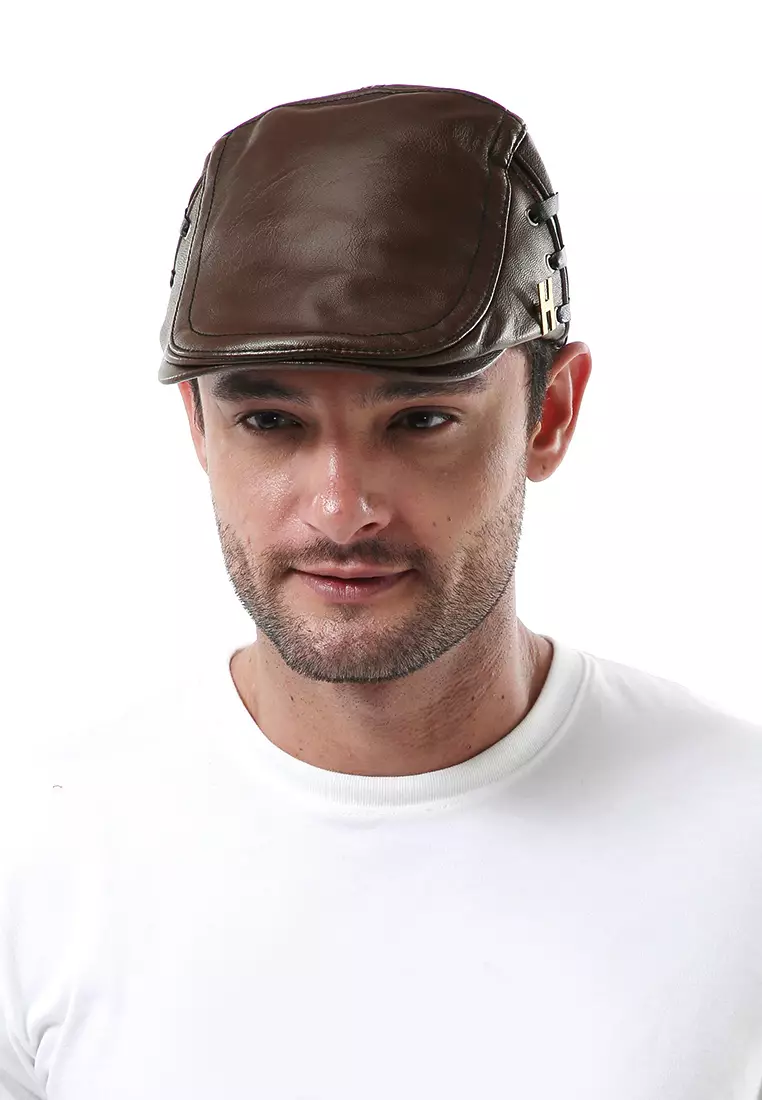 Kai Aksesoris Fashion Pria Wanita Casual Hat Preferred Style Material Leather ORIGINAL - Light Coffee