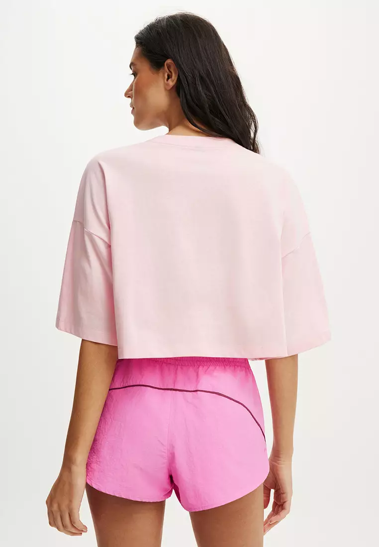 運動網面短版印花上衣