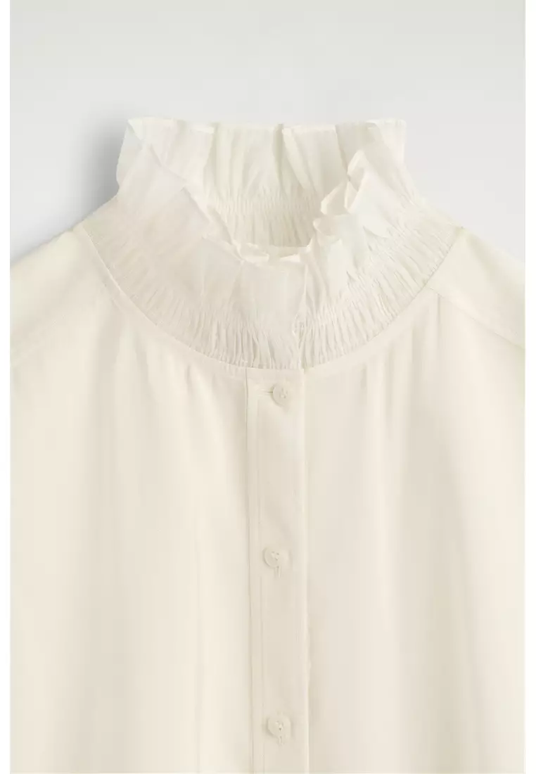 RUFFLE-COLLAR MODAL BLOUSE