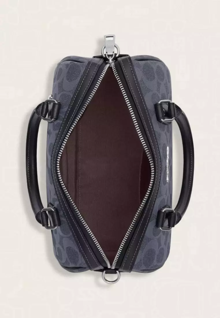 Coach Rowan Satchel In Signature Canvas Denim Midnight Navy