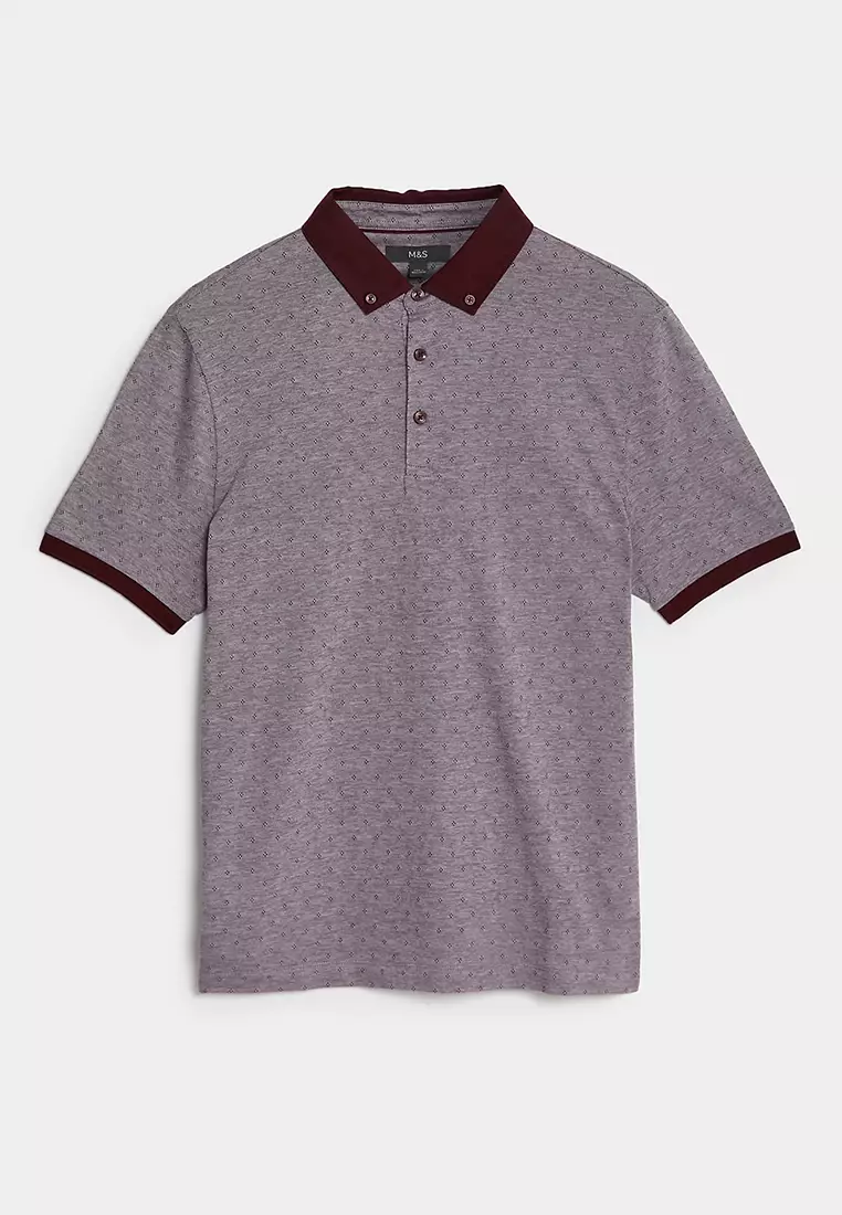 Pure Cotton Jacquard Polo Shirt