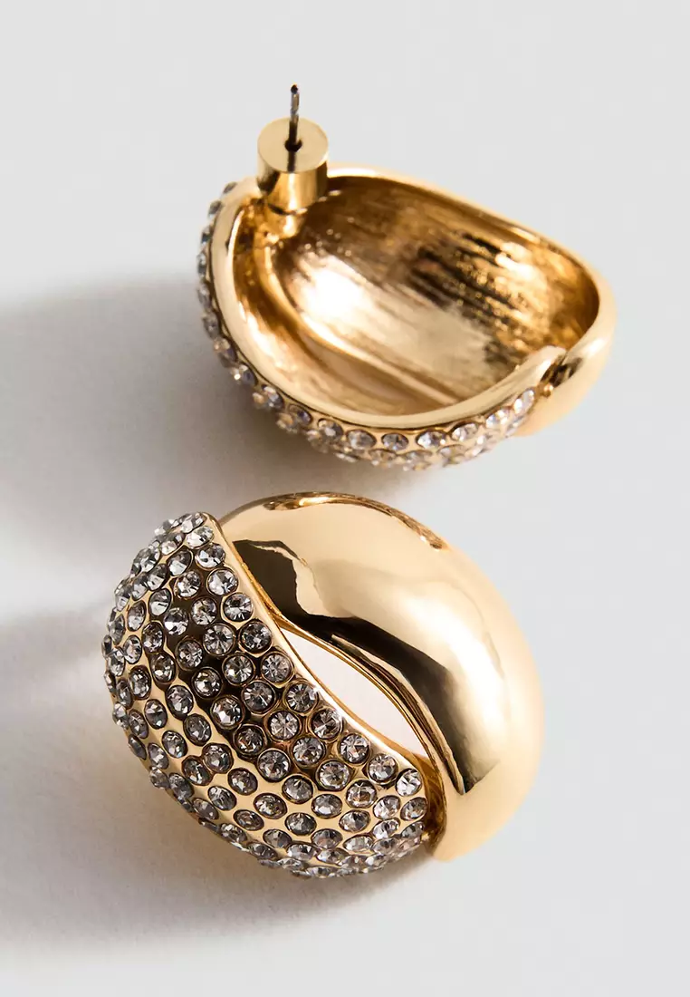 Oval Earrings with Combined Crystals