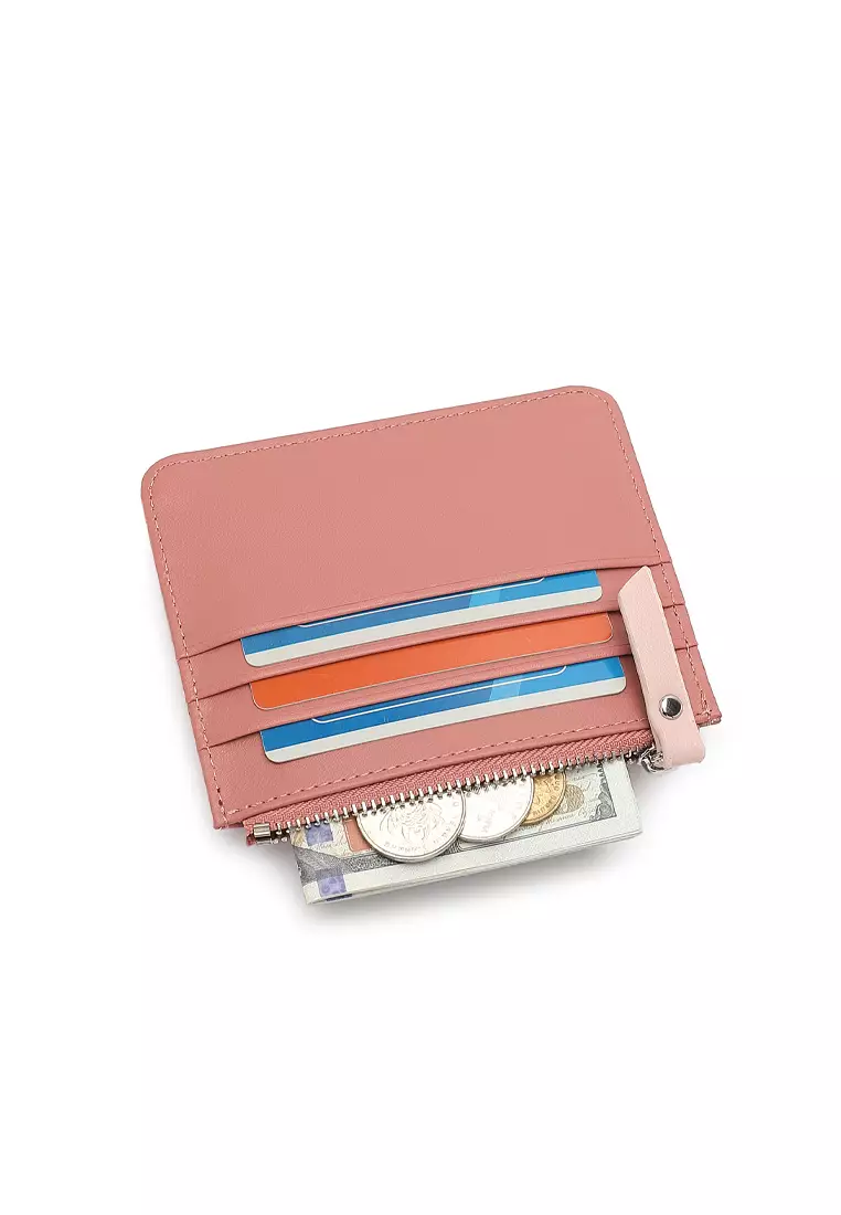 Women's Card Holder With Coin Compartment - Pink