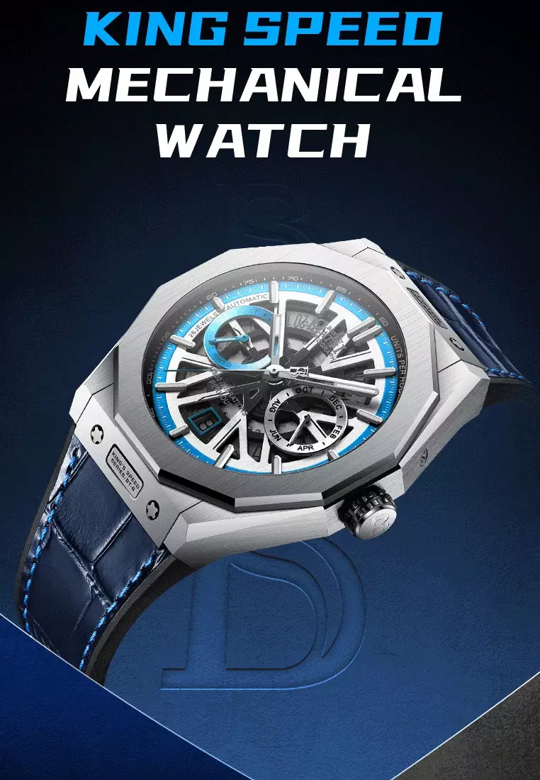 Automatic Unisex Stainless Steel Watch, Leather Strap