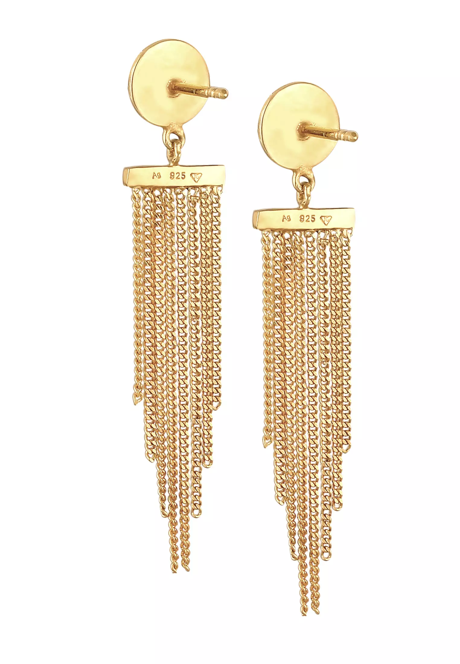 Earrings Ear Hanger Platelet Chain Look Elegant Gold Plated
