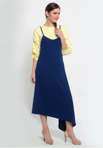 Asymetry length overall dress