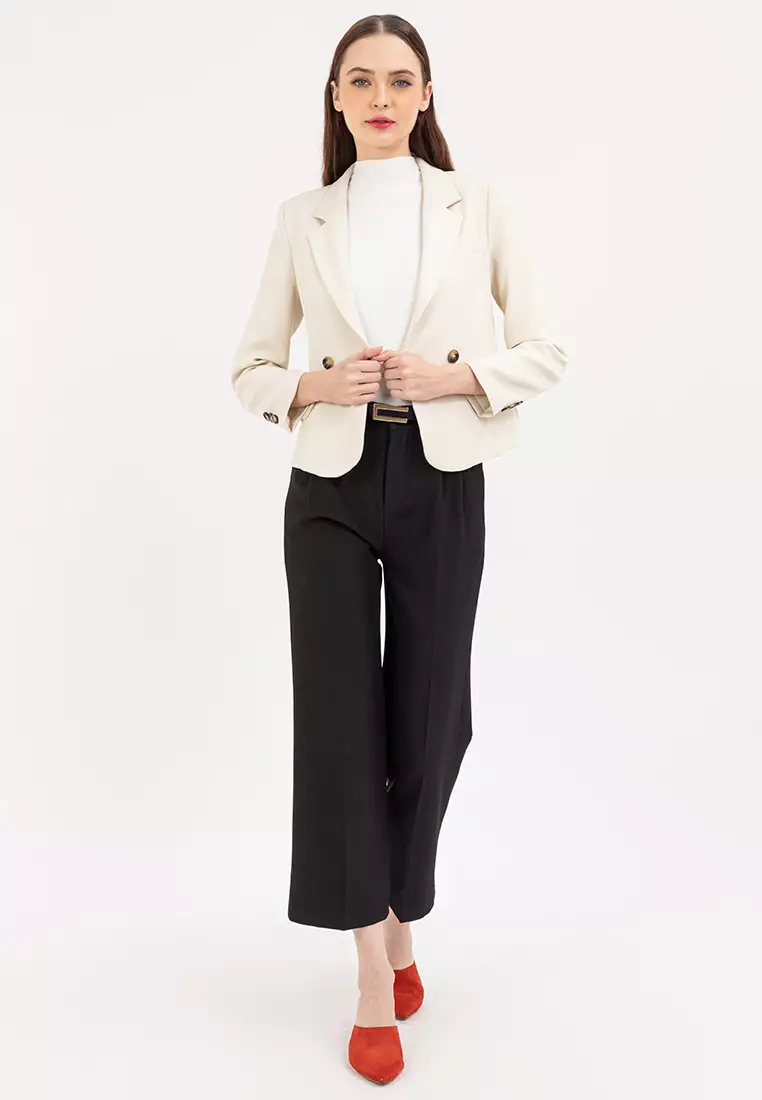 High Waisted Relaxed Straight Leg Stretch Trousers