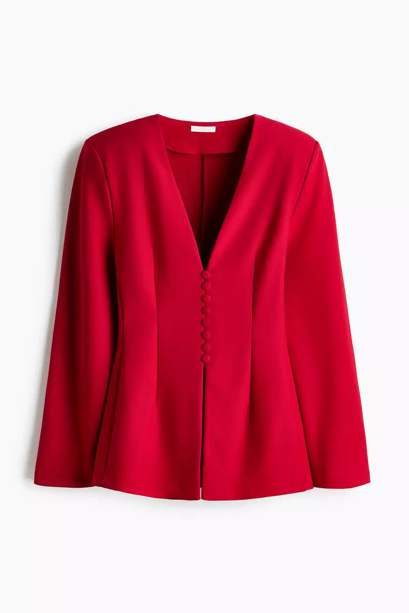 Collarless hourglass blazer