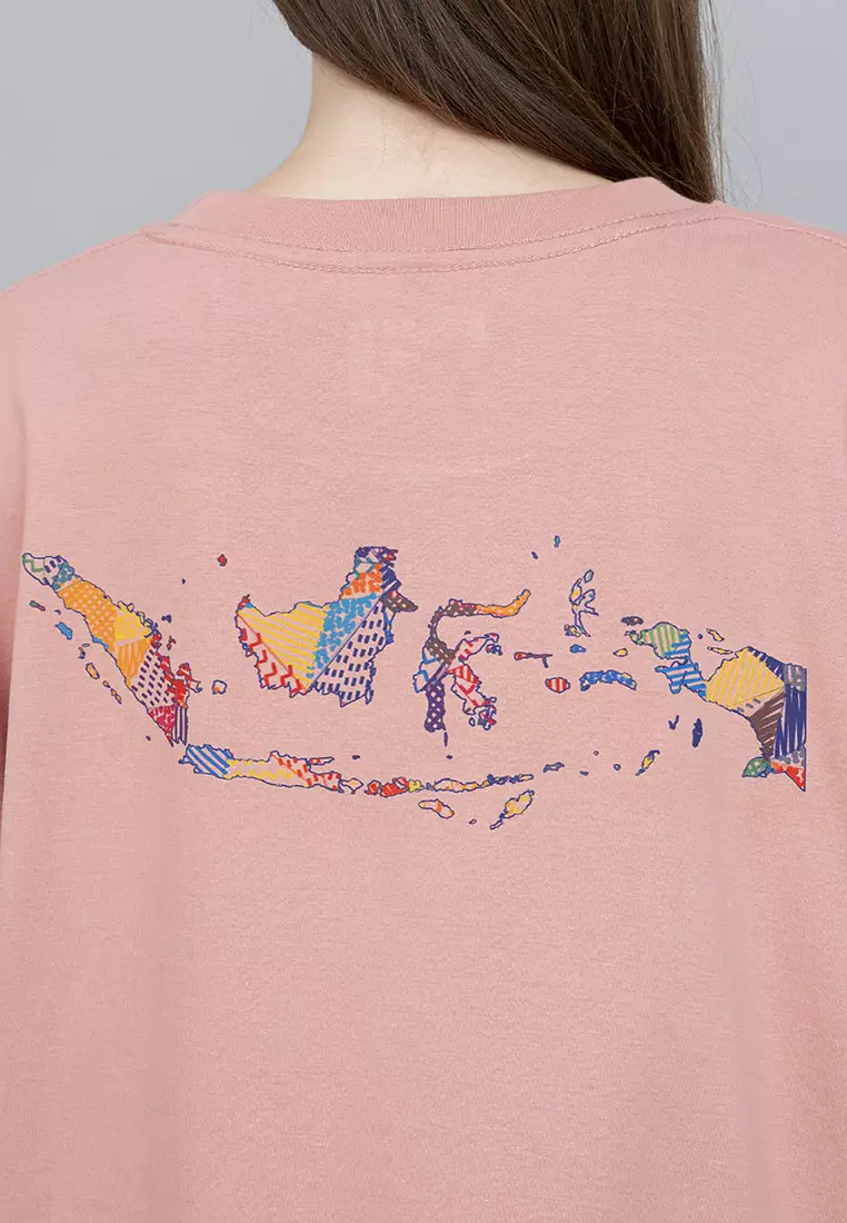 Houseofcuff Kaos Oversized T-shirt Wanita Unisex Tebal Dusty Pink Peta