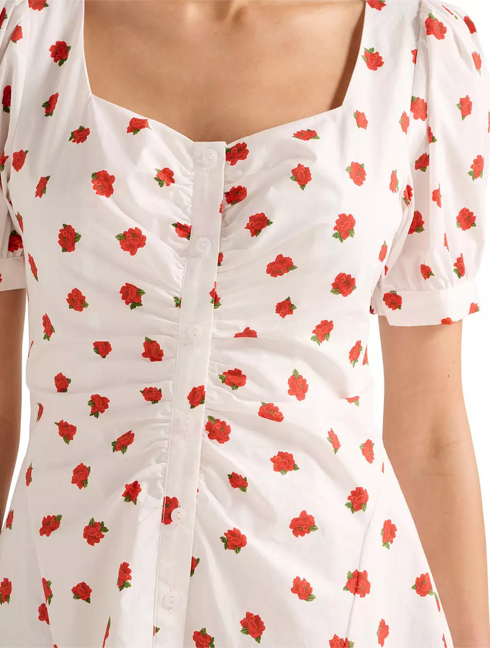 Mallory Gathered Cotton Mini Dress